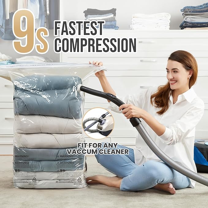 TAILI 8 Pack Vacuum Storage Bags Space Saver, Jumbo Cube 31x40x15 Inch, Extra Large Vacuum Sealed Bags for Comforters Blankets, Bedding, Clothes, Duvets, Closet Organization