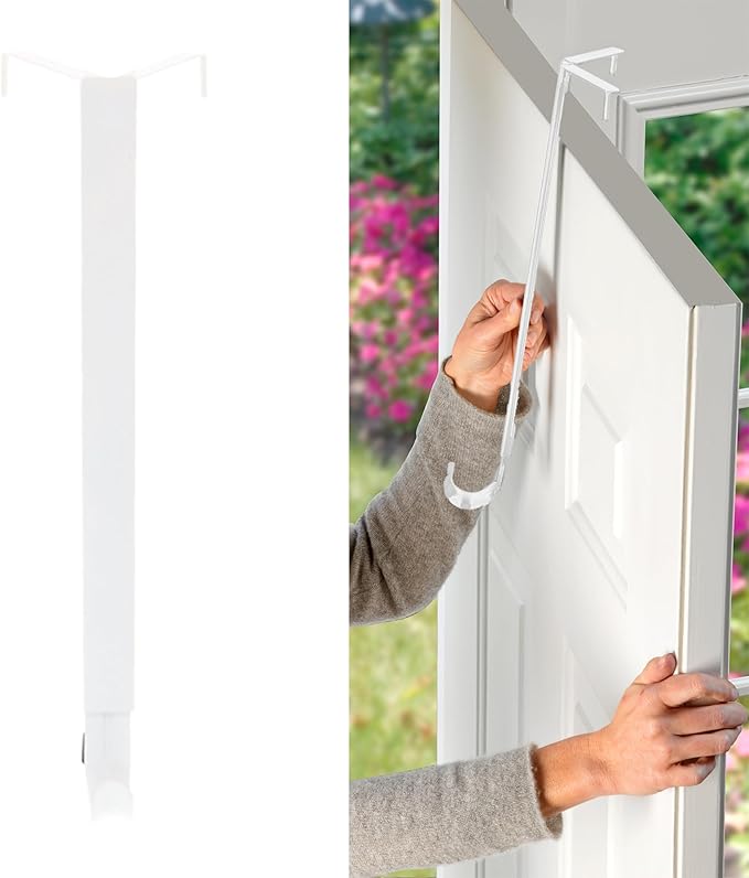Haute Decor Adapt Adjustable Wreath Hanger, Top & Length Adjustable (Matte White)