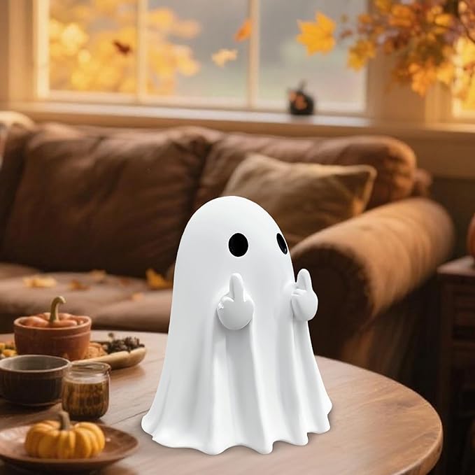 Halloween Ghost Figurine - Large Size 4.5 in Ghost Statue, Halloween Ghost Figurines for Home, Desk, Party Decor, Spooky & Cute Ghost Decor Home Decor Indoor (Big)