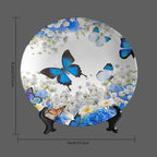 Decorative Plate Stand, 6 Inch, Flower Butterfly Round Display Plate, Decorative Plates with Stand, for Kitchen Living Room Office Countertop Decor