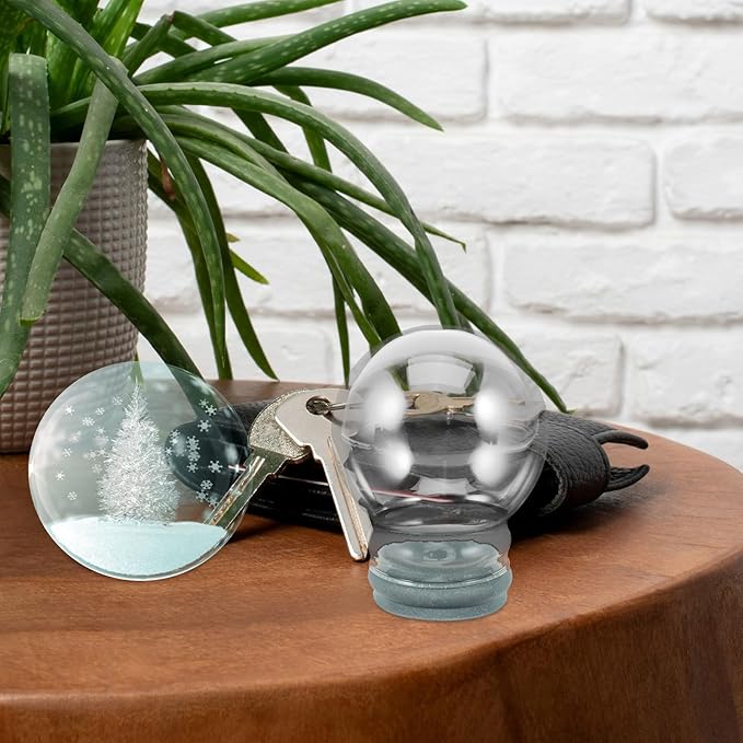 2pcs Glass Snow Globes: Clear Fillable Snow Water Globe Rubber Base Candy Bottle Jar for DIY Craft Home Christmas Winter Decoration 80mm
