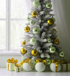 Emopeak 4Pcs Christmas Balls Ornaments for Xmas Christmas Tree - 4 Style Shatterproof Christmas Tree Decorations Hanging Ball for Holiday Wedding Party Decoration (Gold, 4"/10CM)