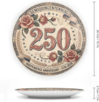 250th Anniversary Decorative Plates 10 Inch Vintage Floral Patriotic Decorations Commemorative Plates with Stand Semiquincentennial 4th of July Veterans Day Home & Office