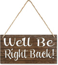 Wood Decor Sign We'Ll Be Right Back Mahalo Wood Office Sign Retro Wooden Public Decorative Hanging Sign For Home Door Fence Vintage Wall Plaques Decoration 12X6In