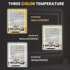 LOAAO 28X36 LED Bathroom Mirror with Lights, Anti-Fog, Dimmable, Backlit + Front Lit, Lighted Bathroom Vanity Mirror for Wall, Memory Function, Tempered Glass, Safe to Use, ETL Listed