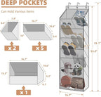 STORAGE MANIAC Over the Door Shoe Organizer with Curtain Dustproof Heavy-Duty Large Deep Pocket Hanging Shoe Organizer for Closet Dorm & Narrow Door Storage Shoe Holder Shoe Rack, 7-Shelf Black 1 Pack