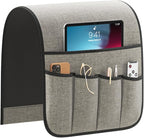 Sofa Armrest Organizer Non-Slip Remote Control Holders for Recliner Couch Chair Armchair Caddy with 5 Pockets for Table,Cell Phone,Ipad,Magazines,Books (Lightgrey, 13 x 35 Inch)