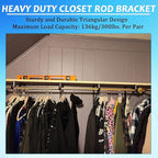 4 Pack Heavy Duty Closet Shelf and Rod Brackets 300lbs, 11 x 11 Inch Wall Mounted Closet Shelves Bracket with Rod Shelving Support, Black Closet Pole Holder Bracket with Screws
