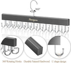 Belt Organizer for Closet, Belt & Bra Hanger for Women/Men, Tie & Belt Rack with 22 Rotatable Hooks, Stackable Space Saving Hangers, Tie Hanger, Bra Organizer, Tank Top Hanger, 3pcs