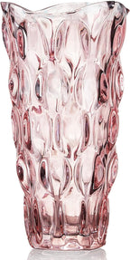 CEMABT Glass Vases for Flowers, Unbreakable 3.4 lb Morden Vases for Tables Centerpieces, Vintage and Clear Rose Large Vases Christmas Thanksgiving Gifts, Pink