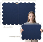 Lightomorrow Scalloped Bulletin Board, 24 x 18 Inches Felt Pin Board - Decorative Cork Alternative for Wall, Foldable Picture Self-Adhesive Vision Prayer Board with 20 Pushpins - Dark Blue