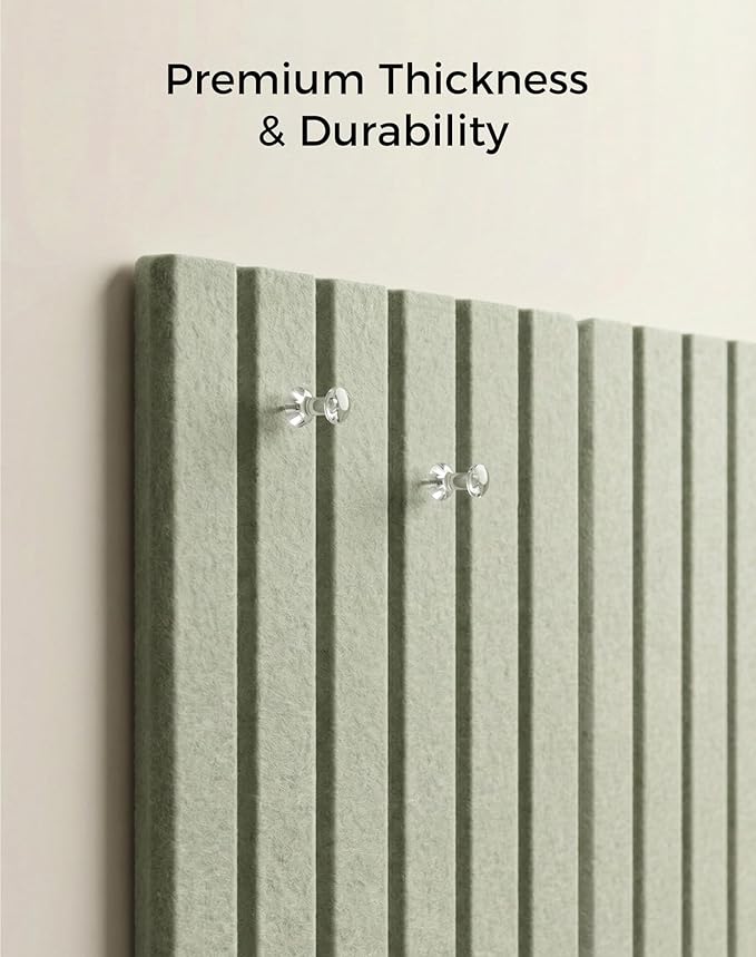 Aothia 12-Pack Felt Bulletin Board Tiles 48"x36", Modular Pin Board for Smooth Walls, Cork Board Alternative for Notes & Photos, 0.35" Thick, 70 Adhesive Tabs & 40 Pins, Sage Green