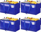 Moving Bags, Storage Bags with Sturdy Handles and Heavy Duty Zippers, Storage Totes for Space Saving, Moving & Storage, Collapsible Moving Supplies(125L, 4-Pack, Blue)