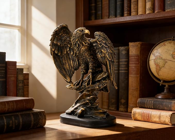 Vintage Eagle Statue for Home Office Man Table Decoration 10 inch Eagle Scout Gifts, US Citizenship Gifts, Symbol of Justice and Freedom