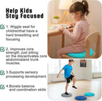 Wobble Cushion Core Balance Disc, Wiggle Seat for Sensory Kids to Stay Focused, Non-slip Balance Pads with Inflation Pump for Physical Therapy & Core Strength