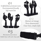 3 Pcs Thinker Large Statue Set - Black Art Abstract Home Accent Figurines for Living Room, Bedroom, Shelves, Office Desktop, Coffee Table Decor, Gift for Women (3 Pcs Black, 9")