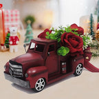 Vintage Truck with Artificial Flowers Farmhouses Tiered Tray Decors Table Centerpieces Minis Diecast Trucks Decorations Farm Pickup with Flower