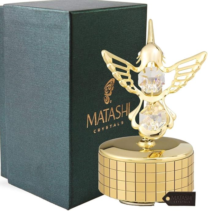 Matashi Valentine's Day Gift for Women - Swan Lake Wind-Up Music Box with 24K Gold Plated Crystal Studded Piano Figurine - Tabletop Showpiece for Home, Office, Living Room for Her