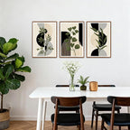KAlRNE Boho Botanical Framed Canvas Wall Art Set of 3(16”X24”),Abstract Wall Decor,Minimalist Sage Green Picture Photography Geometric Line Black Art Prints For Living Room Bedroom Office