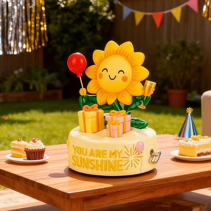 Bowu You are My Sunshine Music Box Decor – Sunflower Figurine with Wind up, Collectible Gift for Mom, Daughter, Girlfriend, Desk & Home Ornament