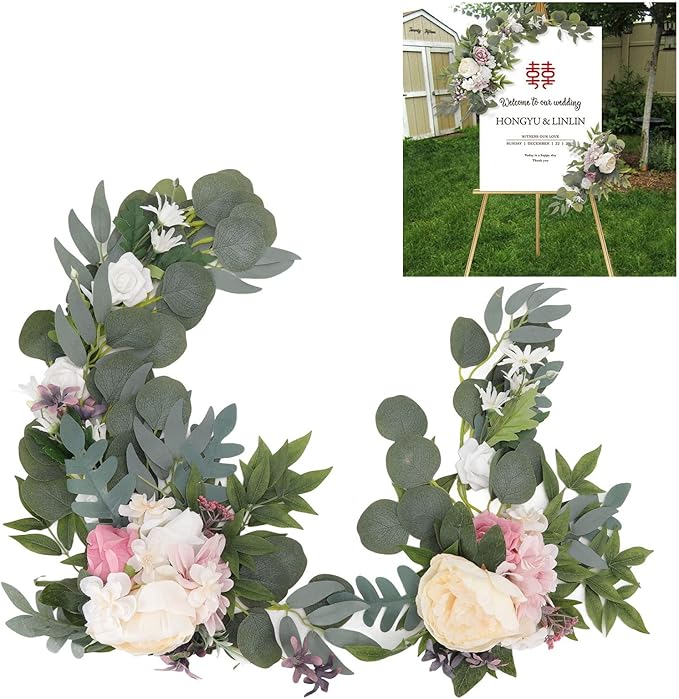 2pcs Top ABS Hanging Flower Swags - Lifelike Artificial Decorative Arch Flowers for Wedding, Party, Photography & Outdoor Events