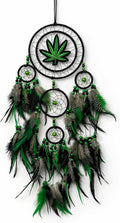 Dream Catchers, Green Leaf Weed Dreamcatcher Wall Hanging Ornament for Bedroom Living Room Apartment Wedding Party Decor, Festival Blessing Gift (Leaf-L)