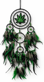 Dream Catchers, Green Leaf Weed Dreamcatcher Wall Hanging Ornament for Bedroom Living Room Apartment Wedding Party Decor, Festival Blessing Gift (Leaf-L)