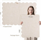 Lightomorrow Scalloped Bulletin Board, 40 x 30 Inches Felt Pin Board - Decorative Cork Alternative for Wall, Foldable Picture Self-Adhesive Vision Prayer Board with 20 Pushpins - Oatmeal