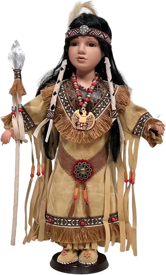 KINNEX COLLECTIONS SINCE 1997 16" Collectible Native American Indian Porcelain Doll (D16773)