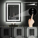 LOAAO 24"X30" LED Bathroom Mirror with Lights, Anti-Fog, Dimmable, Backlit + Front Lit, Lighted Bathroom Vanity Mirror for Wall, Memory Function, Tempered Glass, ETL Listed