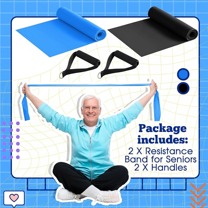 2 Pcs Resistance Band with Handles Chair Exercise Equipment for Seniors Physical Therapy Band Gifts for Elderly Women Rehab, Physical, Grandma, Grandpa