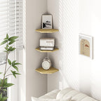 Corner Shelf Wall Mount, Floating Corner Shelves, Set of 6 Corner Wall Shelf Organizer, Rustic Wood Wall Storage Display Shelves for Living Room Bedroom Bathroom Kitchen, Rustic Brown, Oak