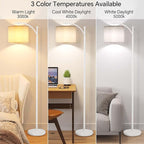 SUNMORY Arc Floor Lamp, Modern Floor Lamp with 9W 3 Color Temperatures Bulb, Metal Standing Lamps with Adjustable Hanging Lampshade, Tall Floor Lamps for Living Room, Bedroom, Office