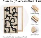 Framed Neutral Horizontal Abstract Wall Art for Living Room, Extra Large Black and Beige Modern Painting Print, Mid Century Canvas Artwork for Dining Room Bedroom Hallway Office Walls Decor, 30x60 Inch