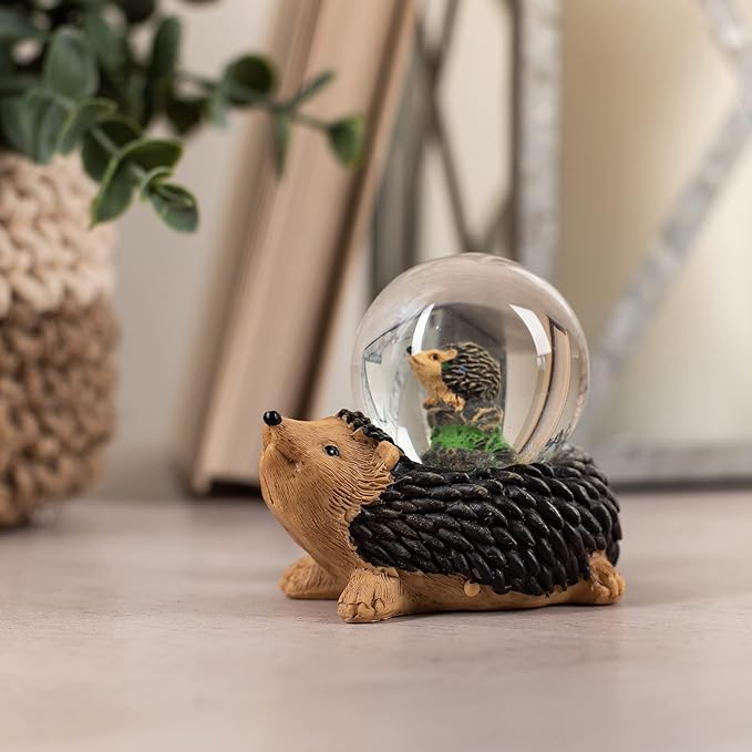 Elanze Designs Mommy and Baby Hedgehog Magical Whimsical Tabletop Dresser Nightstand Figurine Miniature 45MM Sturdy Polyresin Glitter Water Snow Globe Decoration
