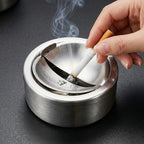 Windproof Ashtray with Lid - Heavy Duty Stainless Steel Ash Tray for Weed and Cigarettes, Smokeless Indoor Outdoor Table Top Cigarette Butt Disposal for Patio Home Office