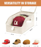 Livelab Hat Organizer for Baseball Caps, Hat Storage Holder Container for Closet Hold Up to 12 Caps with Clear Window, Hat Boxes for Home Storage | 2Pcs Beige