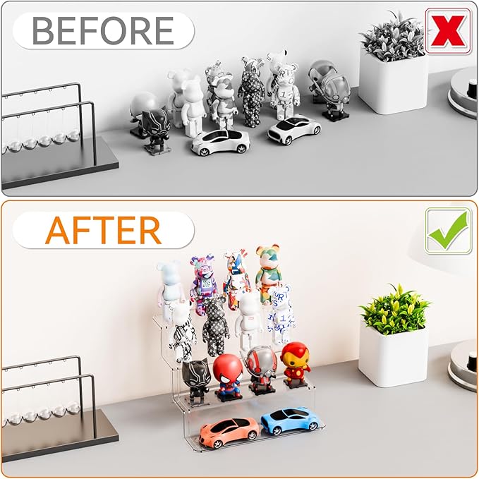 Yieach 4 Tier Clear Riser Display Stand - Tool-Free Assembly - 9 Inch Figure Display,Perfume Stand Organizer and Cologne Shelf,Small Acrylic Stands for Fragrance,Figure,Car,Collectibles and Funko Pop