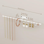 Wall Hanging Jewelry Organizer: 12.6'' Necklace Holder for Earring, Bracelet, Rings, Hairband, Glasses, White 2-Pack, Screws Included