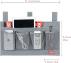 Zafit Hanging Bedside Caddy, Bedside Storage Organizer for Magazine, Phone, Remote control (6 Pockets-Grey)