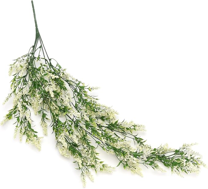 2 Pcs Artificial Lavender Teardrop Rattan, Spring Summer Front Door Hanging Floral Swags for Wall Basket Filler, Garden Home Easter Decoration-28.7in(White)