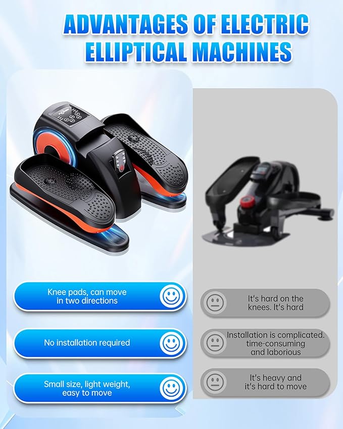 Under Desk Elliptical Machine, Electric Elliptical Leg Exerciser for Seniors with 12 Adjustable, Portable Quiet Elliptical Exercise Machine, Seated Pedal Exerciser with Remote Control
