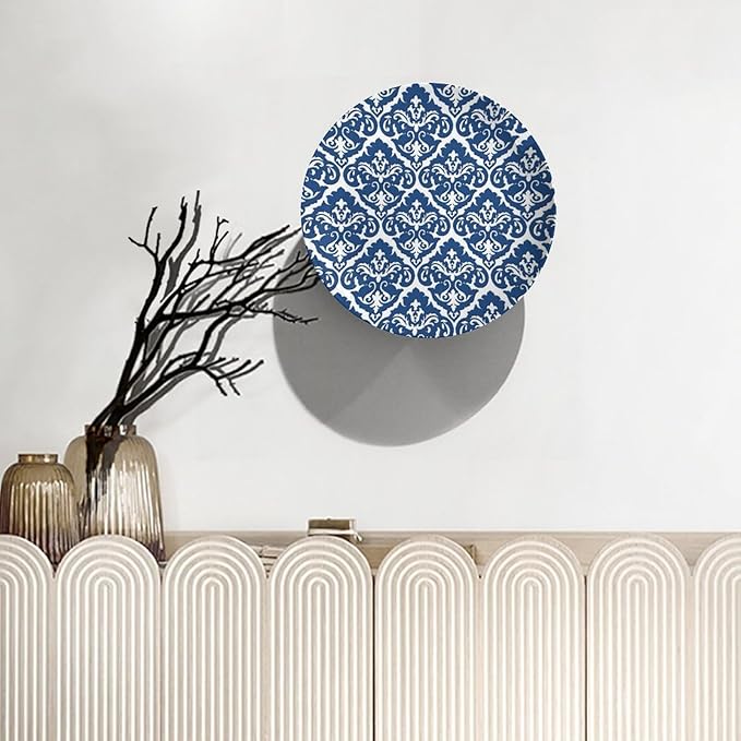 Turkish Decorative Plates, 6 Inch, Navy Blue Round Display Plate, Handmade Ceramic Ornament, for Display Living Room Kitchen Closet Table Decor