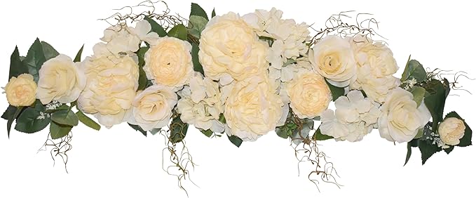 v-max 32" Rose/Peony/Hydrangea Swag (Beige) - Artificial Flowers and Foliage - Wreath, Swag - General Use