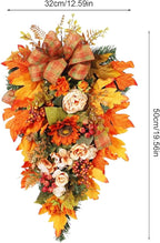 Fall Swag for Front Door – Maple Berry Teardrop Arrangement, Harvest Holiday Garland, Seasonal Ornament for Porch, Entryway, Lobby, Window Display, Mantel Decoration, Festival Celebration