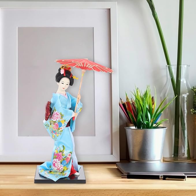 IMIKEYA Japanese Geisha Kimono Doll Collectible Figurines Traditional Craft Desktop Ornaments for Home Restaurant Table Decors