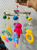 Colorful Hanging Mobile Decor with Soft Teddy, Rattles & Teething Rings – Decorative Hanging Ornament