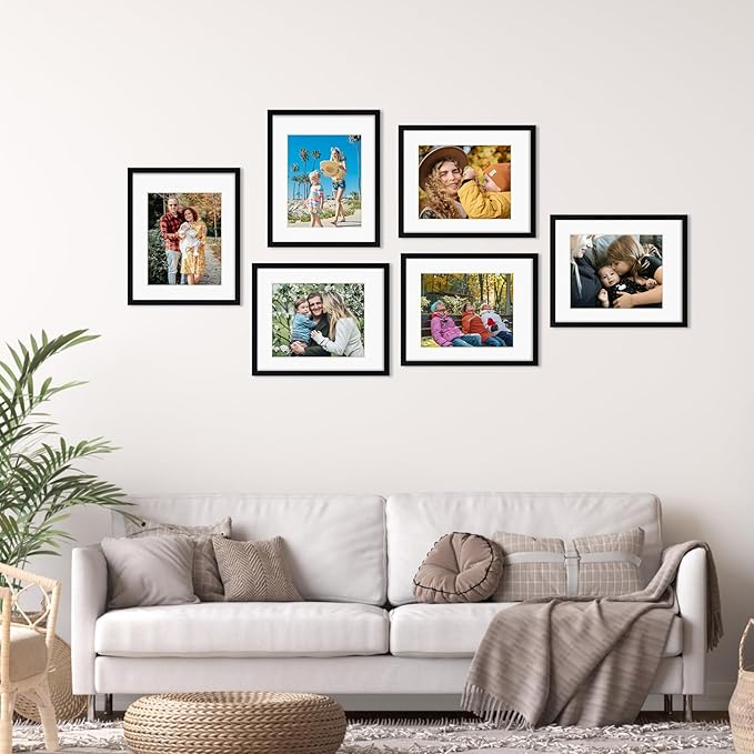 Rempry 11x14 Picture Frame, Display Pictures 8x10 with Mat or 11x14 Without Mat, Wall Hanging or Tabletop Photo Frame with Shatter Resistant Plexiglass, Black, 1 Pack