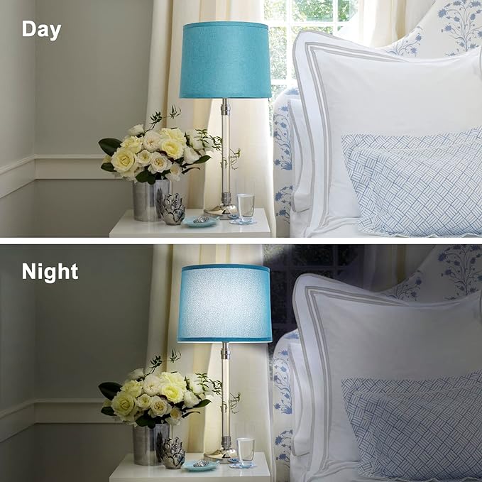 Lampshades Set of 2, Blue Lamp shades for Table Lamps, Floor Lamps, 11.6" Top x 12.6" Bottom x 9.8" High, Fabric Drum Lampshade(Spider Fitter), Modern Lamp shades Replacement, Assembly Required