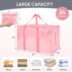 TICONN 4 Pack Extra Large Moving Bags Heavy Duty with Zippers & Carrying Handles, Durable Storage Bags Moving Boxes for Closet Organizers and Storage (4 Pack, Coral)